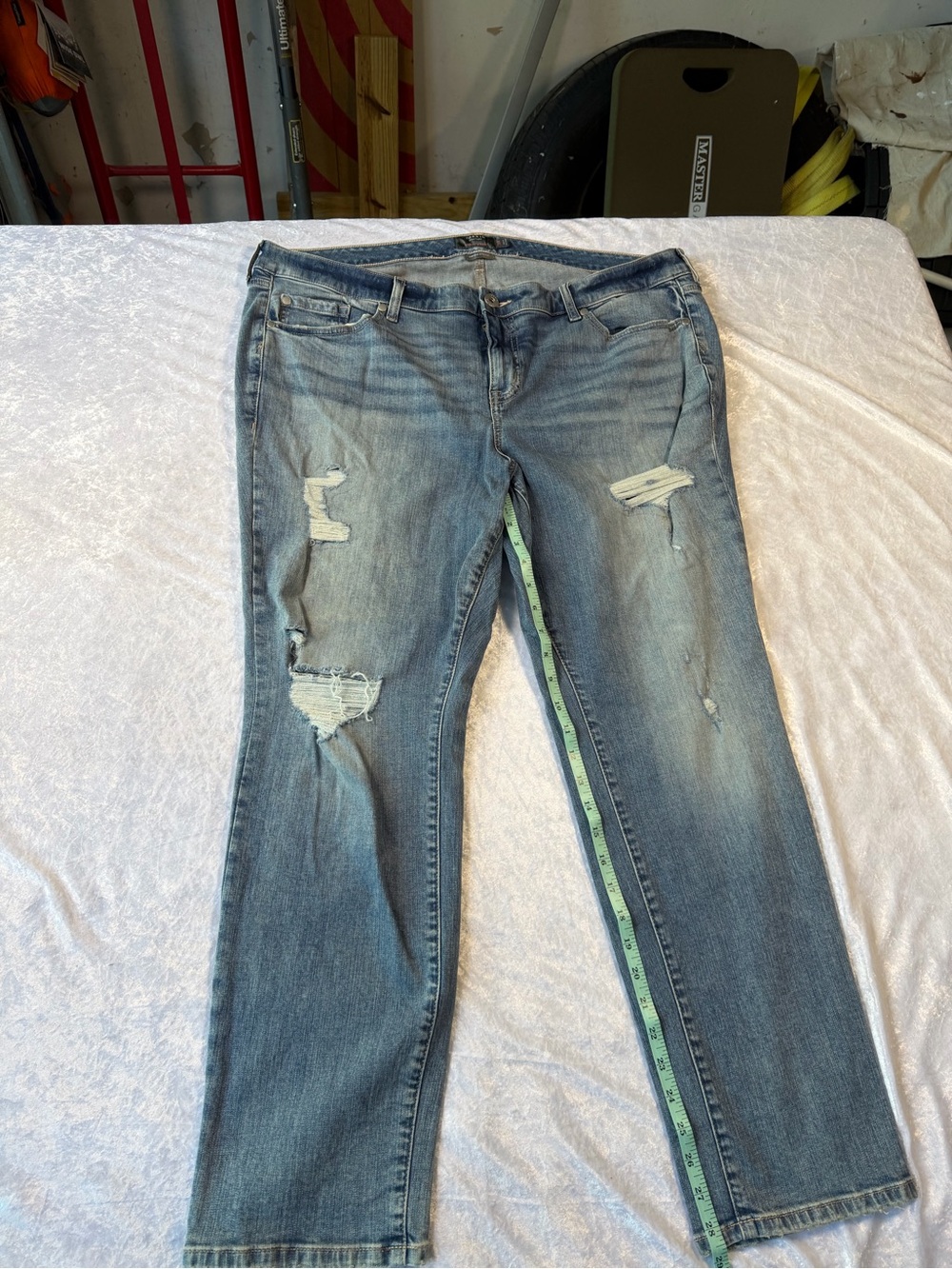 Torrid- Distressed Medium Wash Straight Leg Jeans. Size 20R